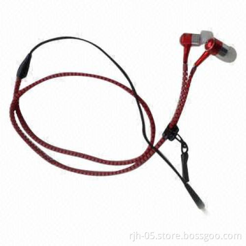 High-quality Metal Zipper Earphones with 20-20,000Hz Frequency Response